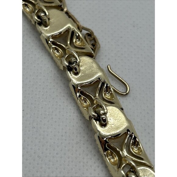 Vintage Gold Tone Mother Of Pearl Necklace 1950s Unsigned - Picture 5 of 8